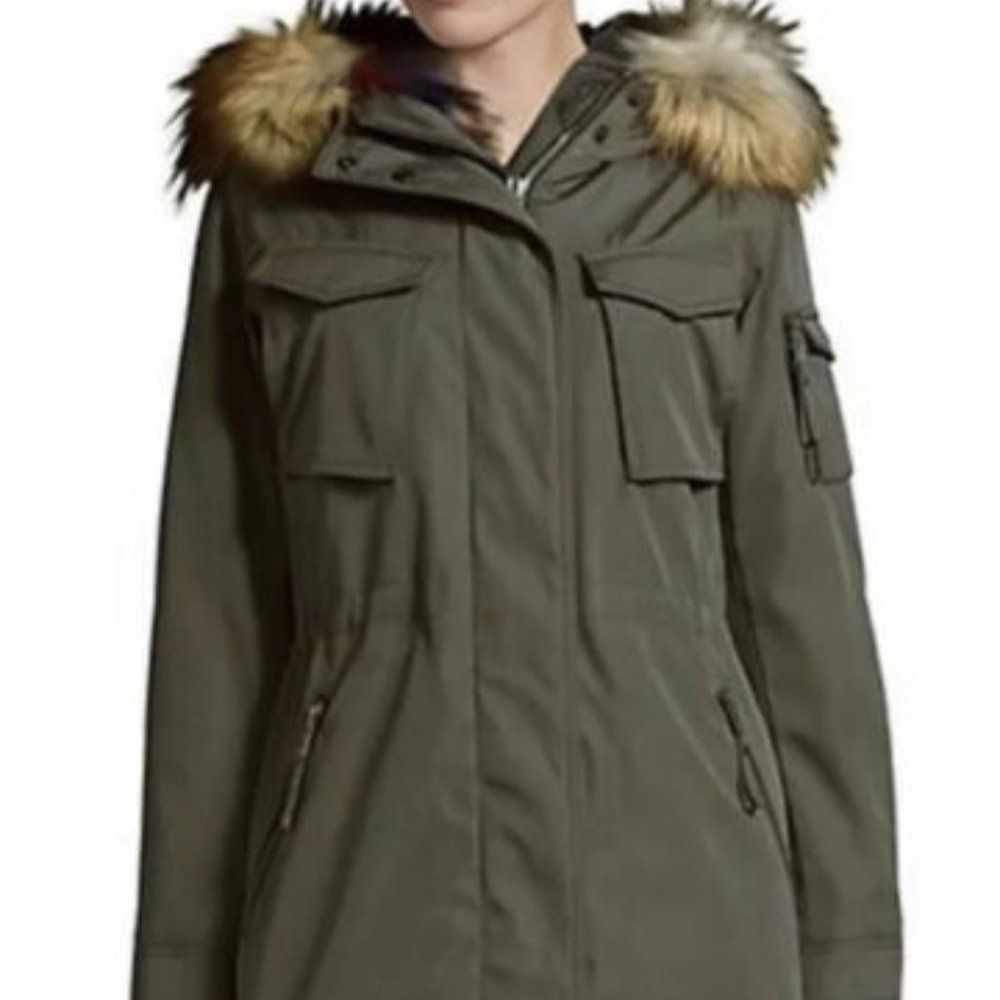 S13 women’s army green faux fur hooded jacket
